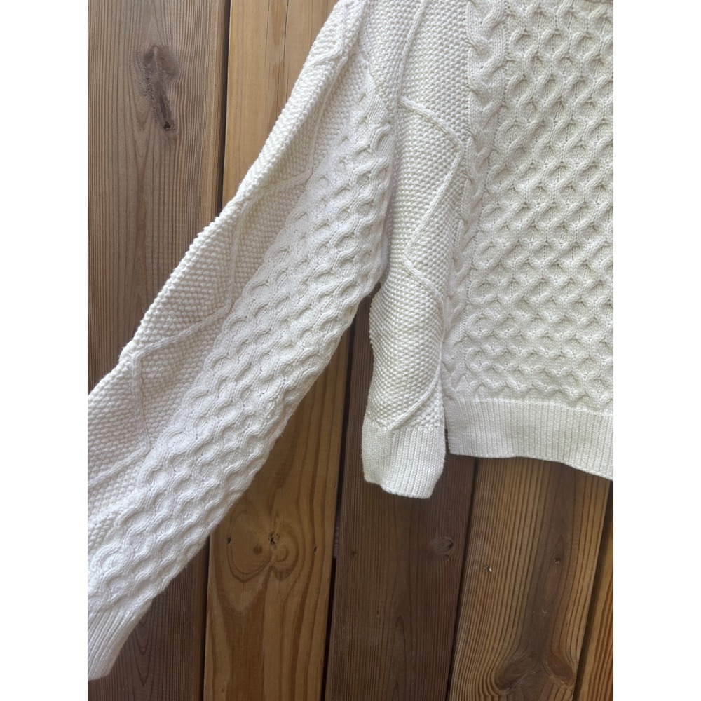 Future Collective Reese Blutstein Cream Cable Knit Cropped Sweater Womens Large - Picture 4 of 8
